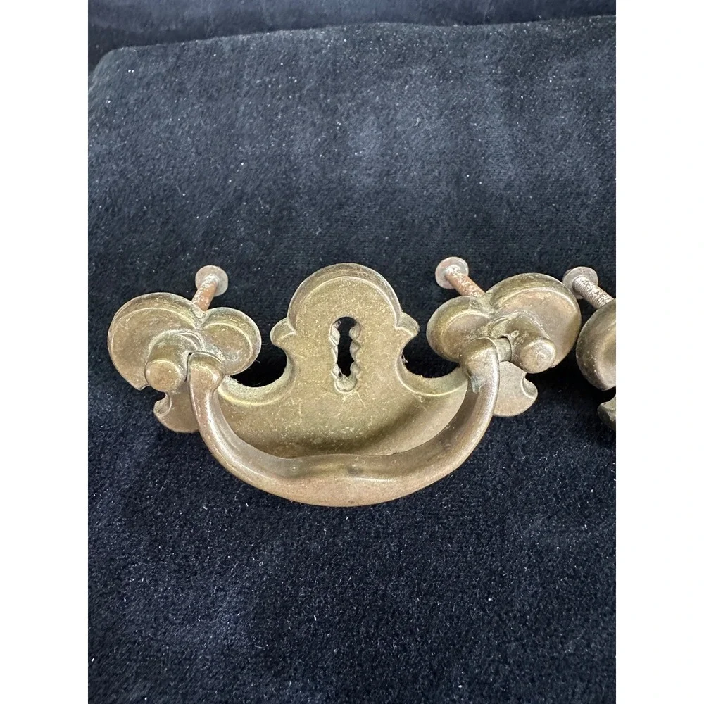 Vintage Brass Drawer Pulls Vintage Hardware Keyhole Bail Pull MCM 3.5